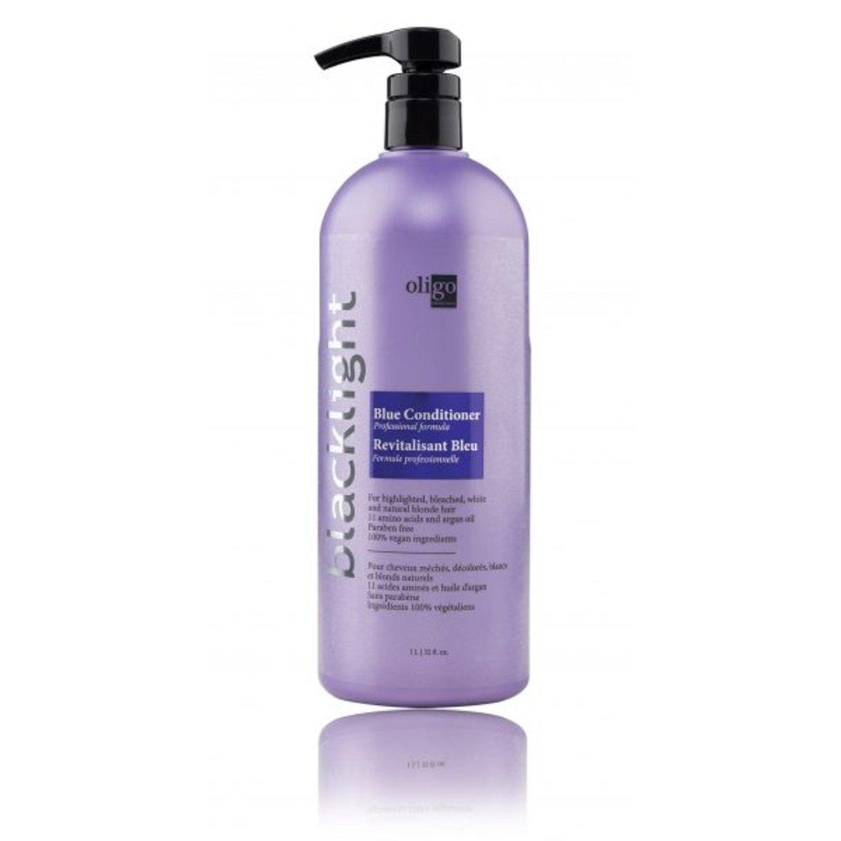 The Warehouse Salon Oligo Blacklight Blue Conditioner back view