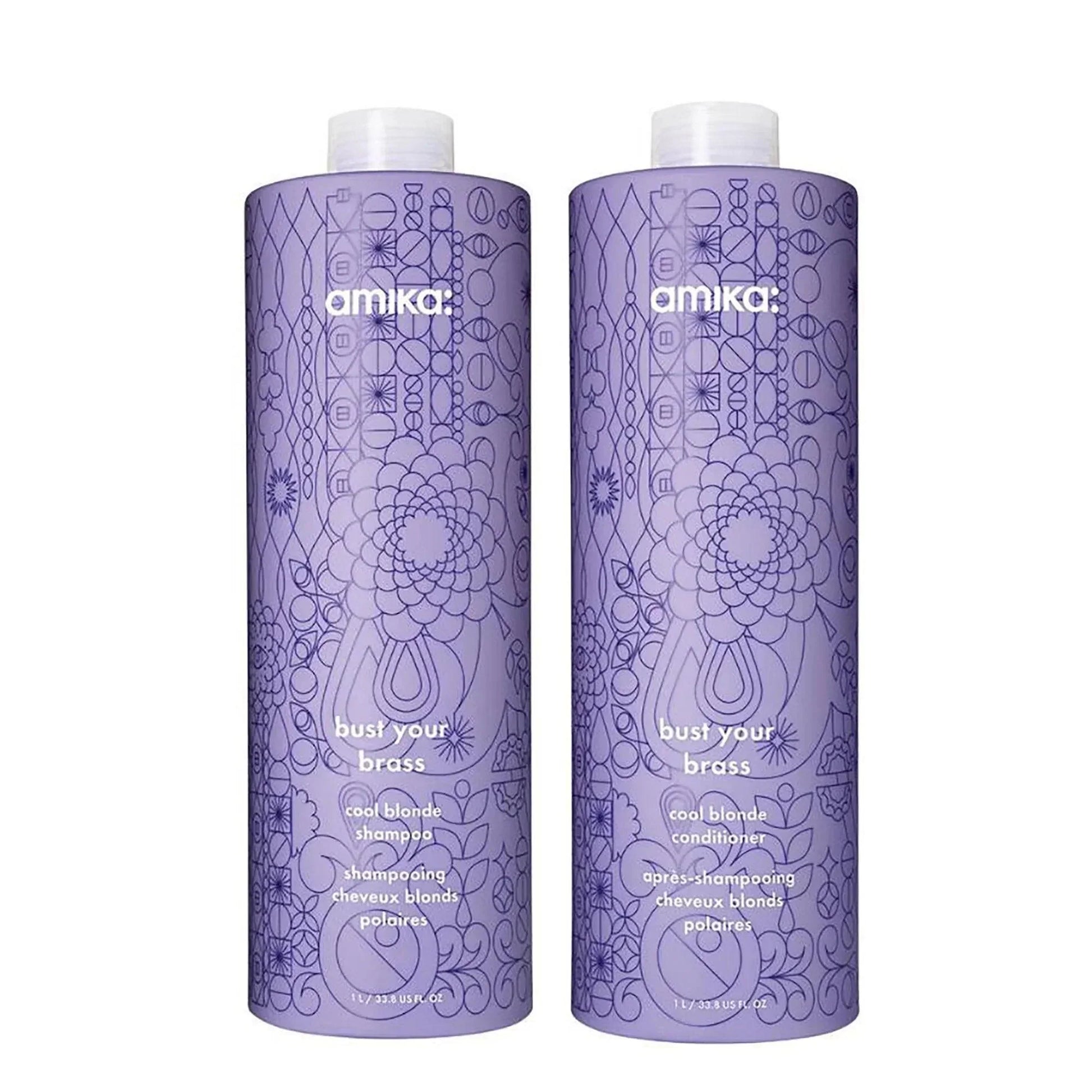 The Warehouse Salon Amika Bust Your Brass Cool Blonde Repair Shampoo back view